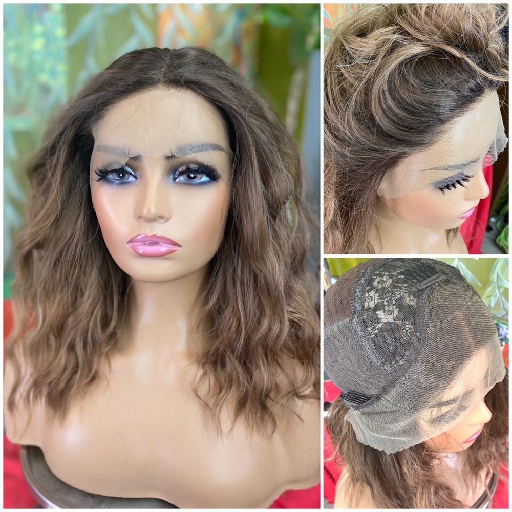 Brunette ombre wavy brunette full lace front wig